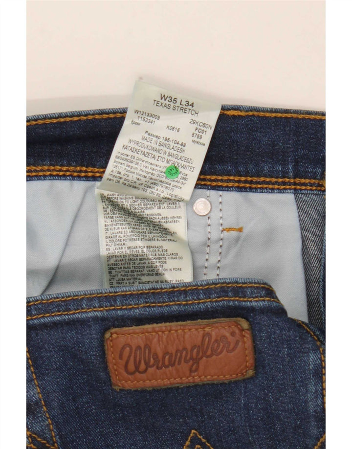 Wrangler Herre Texas Stretch Straight Jeans W35 L34 Blå Bomuld