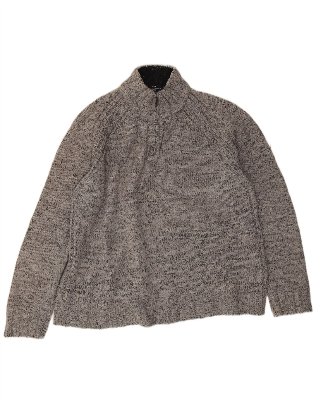 Marks & Spencer Herre Blue Harbor Zip Neck Jumper Sweater XL Grå Flecked