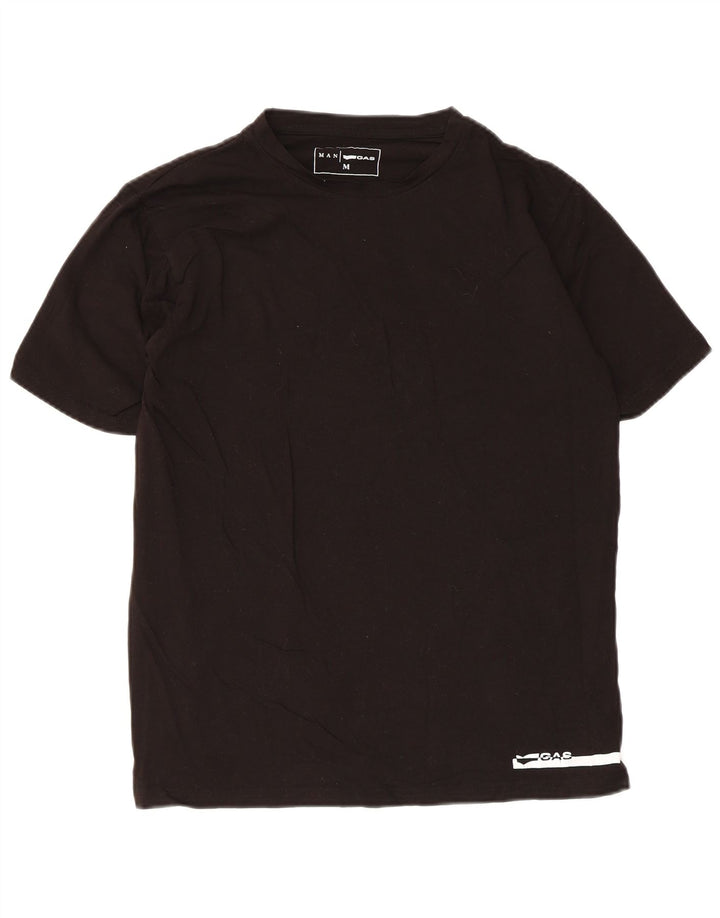 Gas Herre T-Shirt Top Medium Sort Bomuld