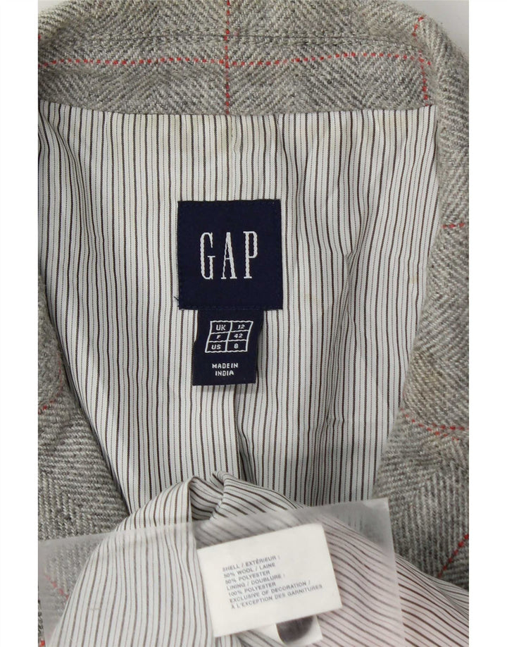 Gap Dame 3 Button Blazer Jacket UK 12 Medium Grey Ternet Uld