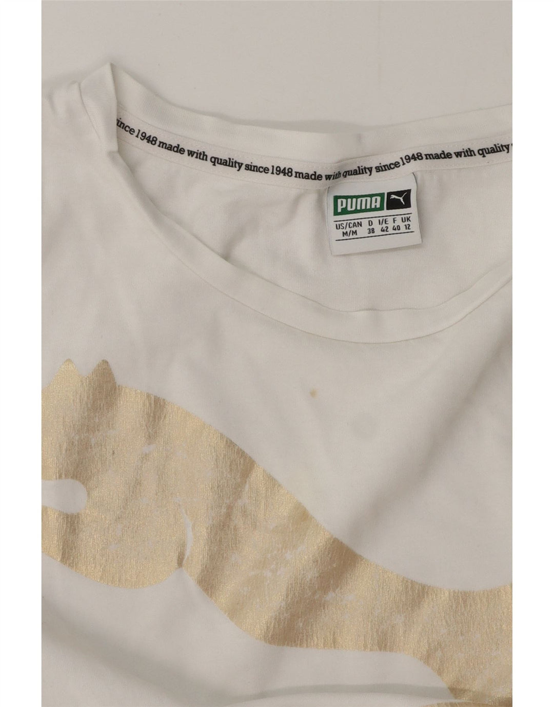 PUMA Grafisk T-shirt top til kvinder UK 12 Medium White