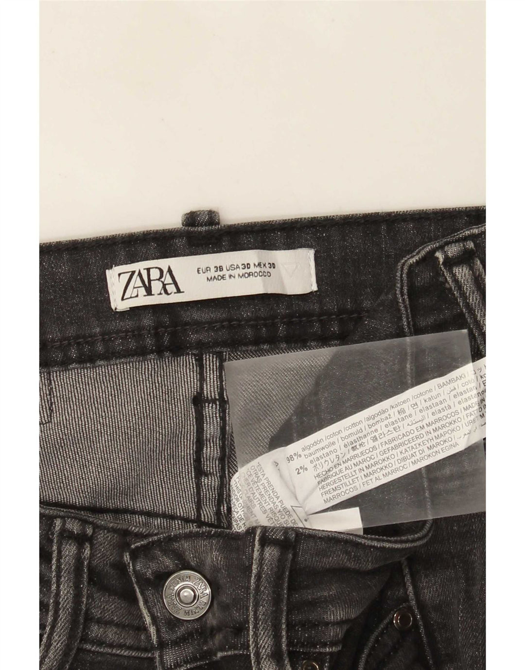 Zara Herre Slim Jeans EU 38 Small W30 L30 Grå Bomuld
