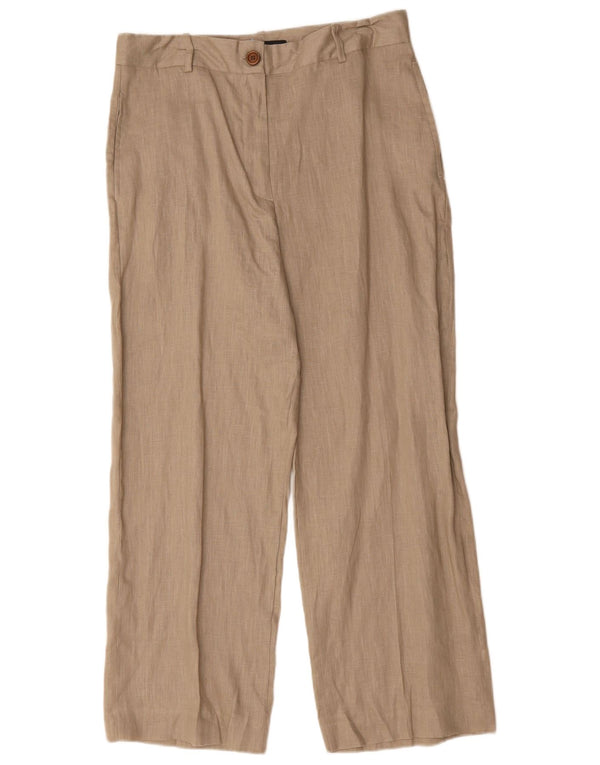 Zara Dame Loose Fit Chino Bukser Large W30 L27 Beige Linned