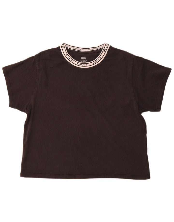 LEVI'S Grafisk T-shirt top til kvinder UK 14 Medium Sort