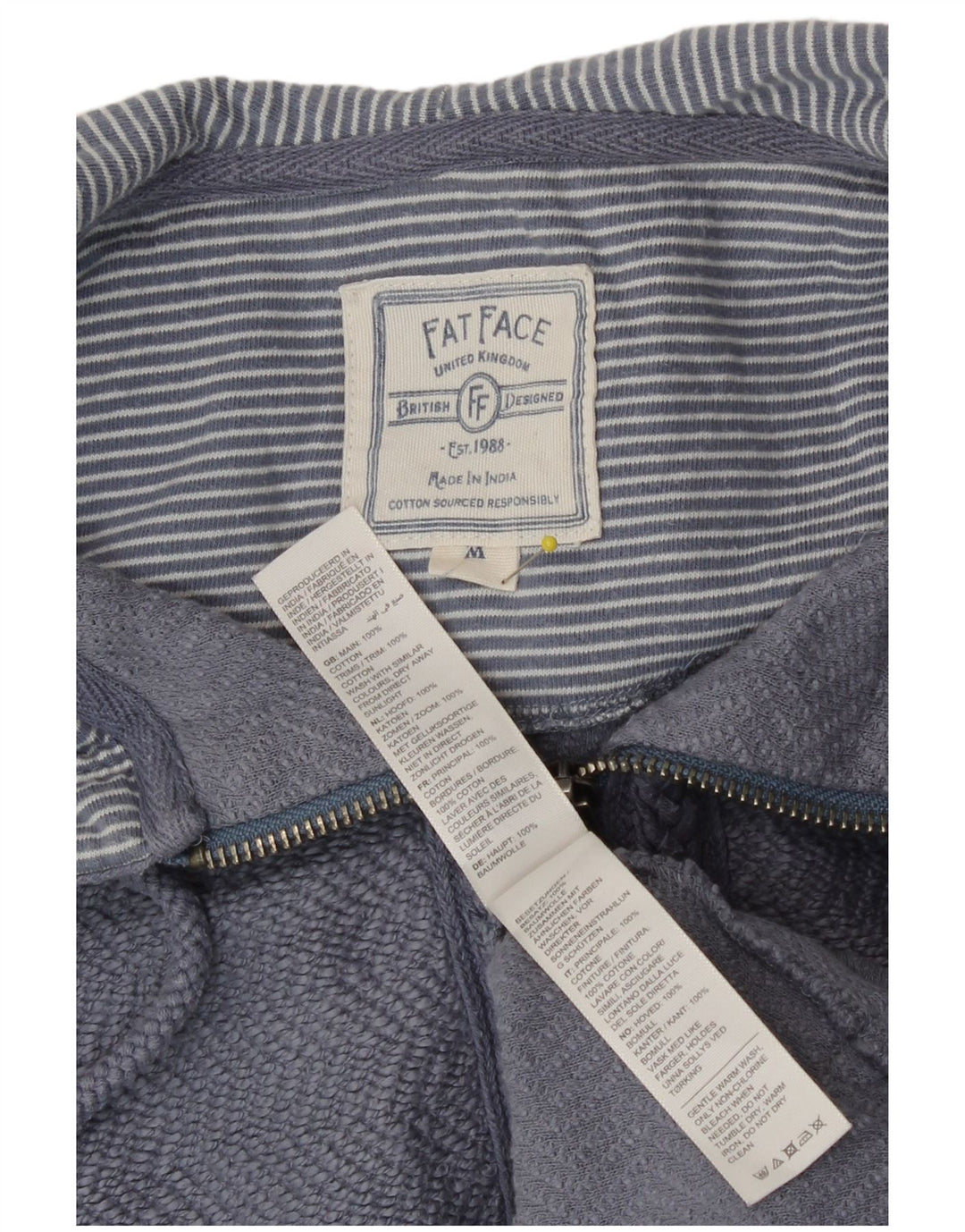 Fat Face Dame Hættetrøje Sweater UK 14 Medium Blue Bomuld