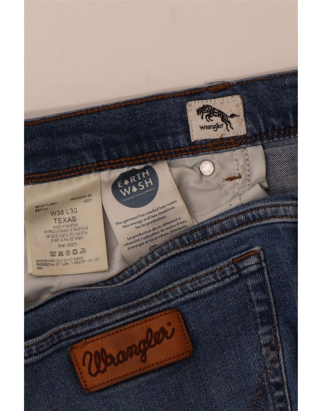 Wrangler Herre Texas Straight Jeans W38 L30 Blå Bomuld