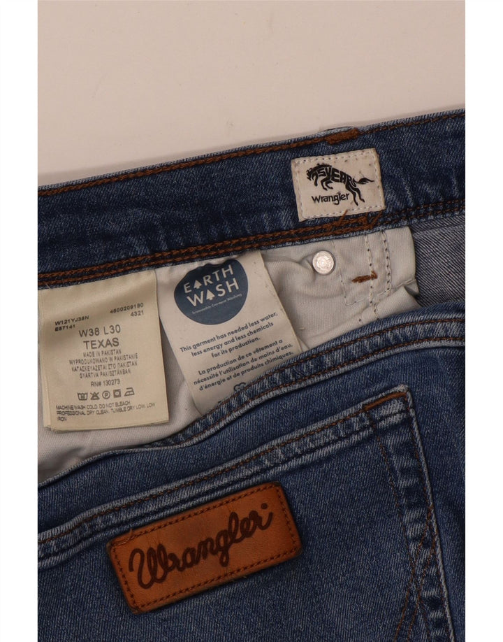 Wrangler Herre Texas Straight Jeans W38 L30 Blå Bomuld