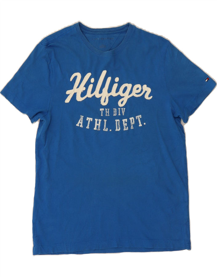 TOMMY HILFIGER Mens Graphic T-Shirt Top Small Blue Cotton Vintage Tommy Hilfiger and Second-Hand Tommy Hilfiger from Messina Hembry 