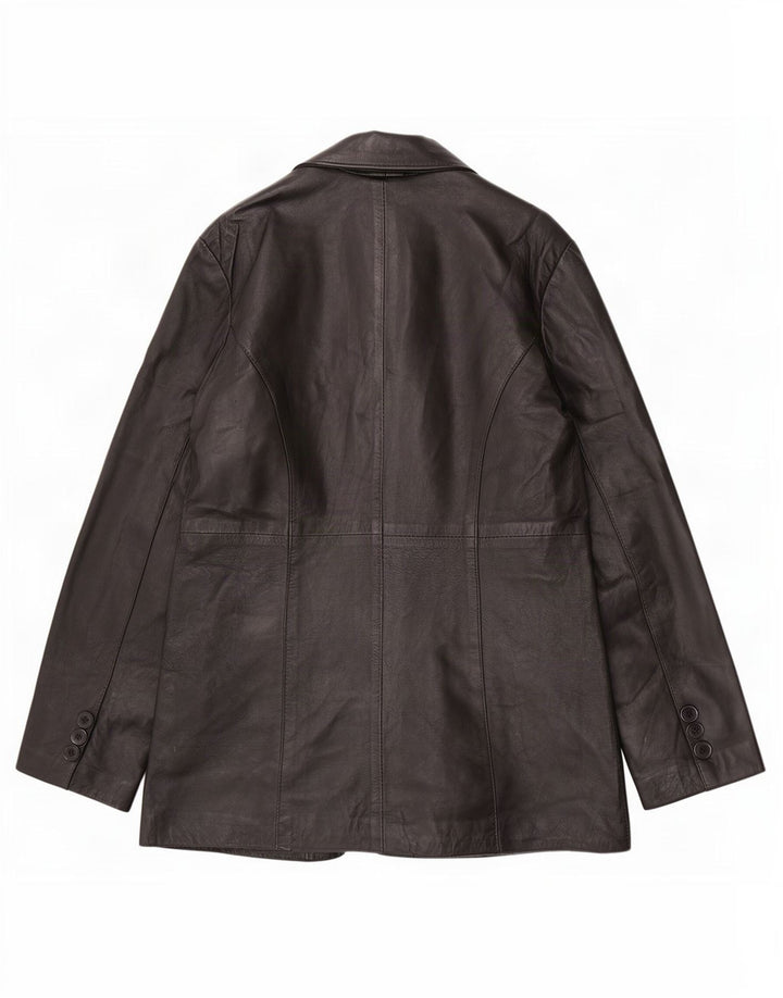 MDK Dame 6 Button Læder Blazer Jacket UK 18 XL Sort