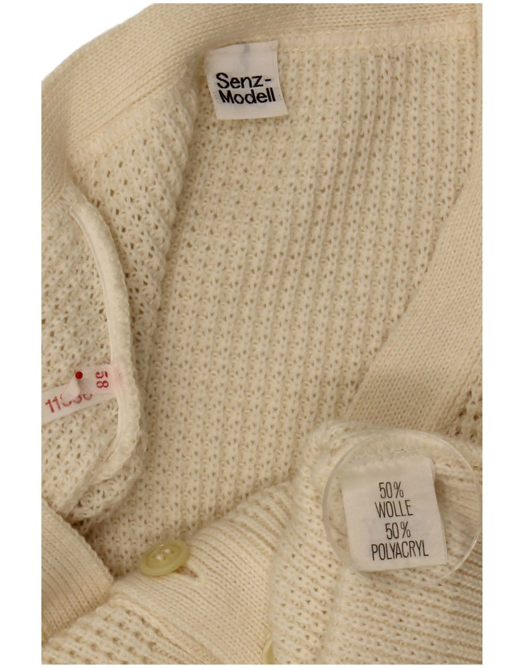 Vintage herre cardigan sweater Medium Off White Uld