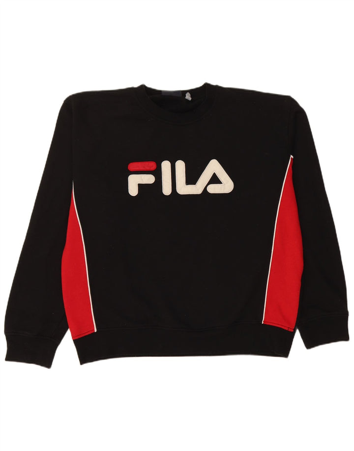 Fila Herre grafisk sweatshirt Jumper Large Sort Colourblock Polyester