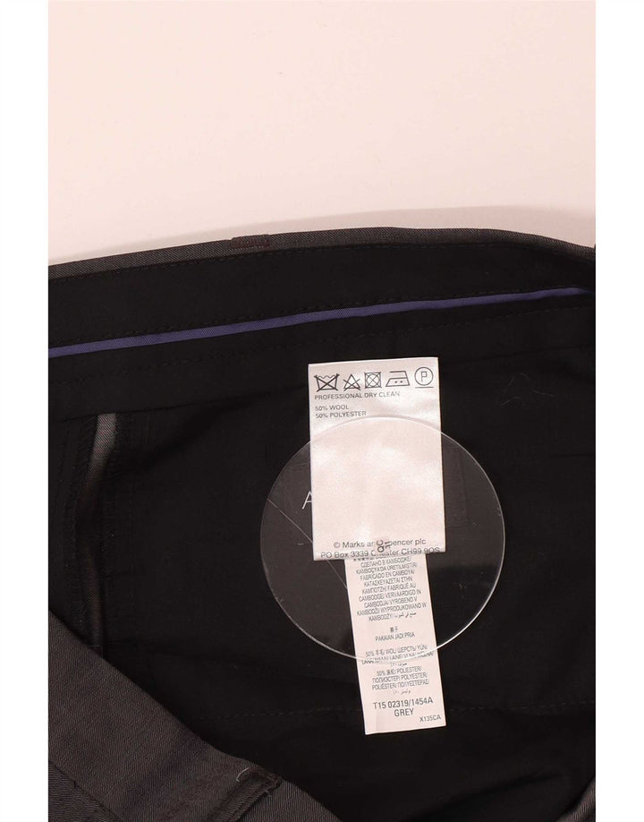 Marks & Spencer Herre Autograph Straight Suit Bukser W36 L31 Grå Uld