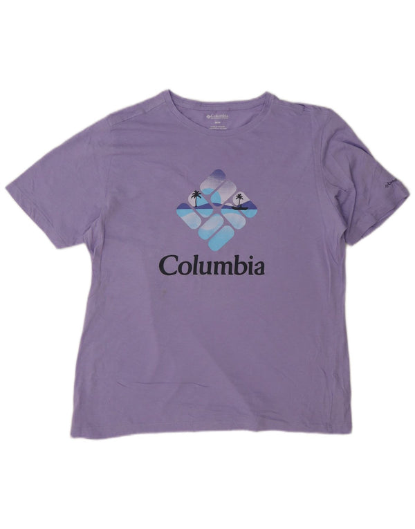 Columbia Dame Grafisk T-Shirt Top UK 14 Medium Lilla Bomuld