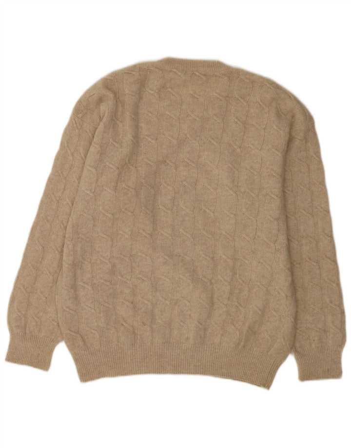 Grøn Herre grafisk rund hals sweater stor beige jomfruuld