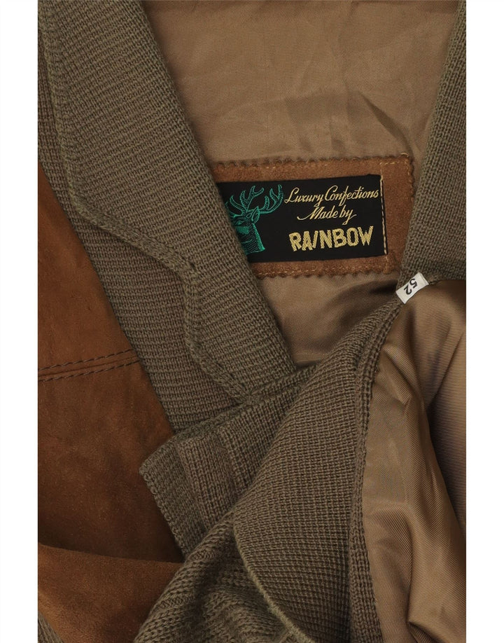Rainbow Herre Cardigan Sweater IT 52 Stor Brun Colourblock