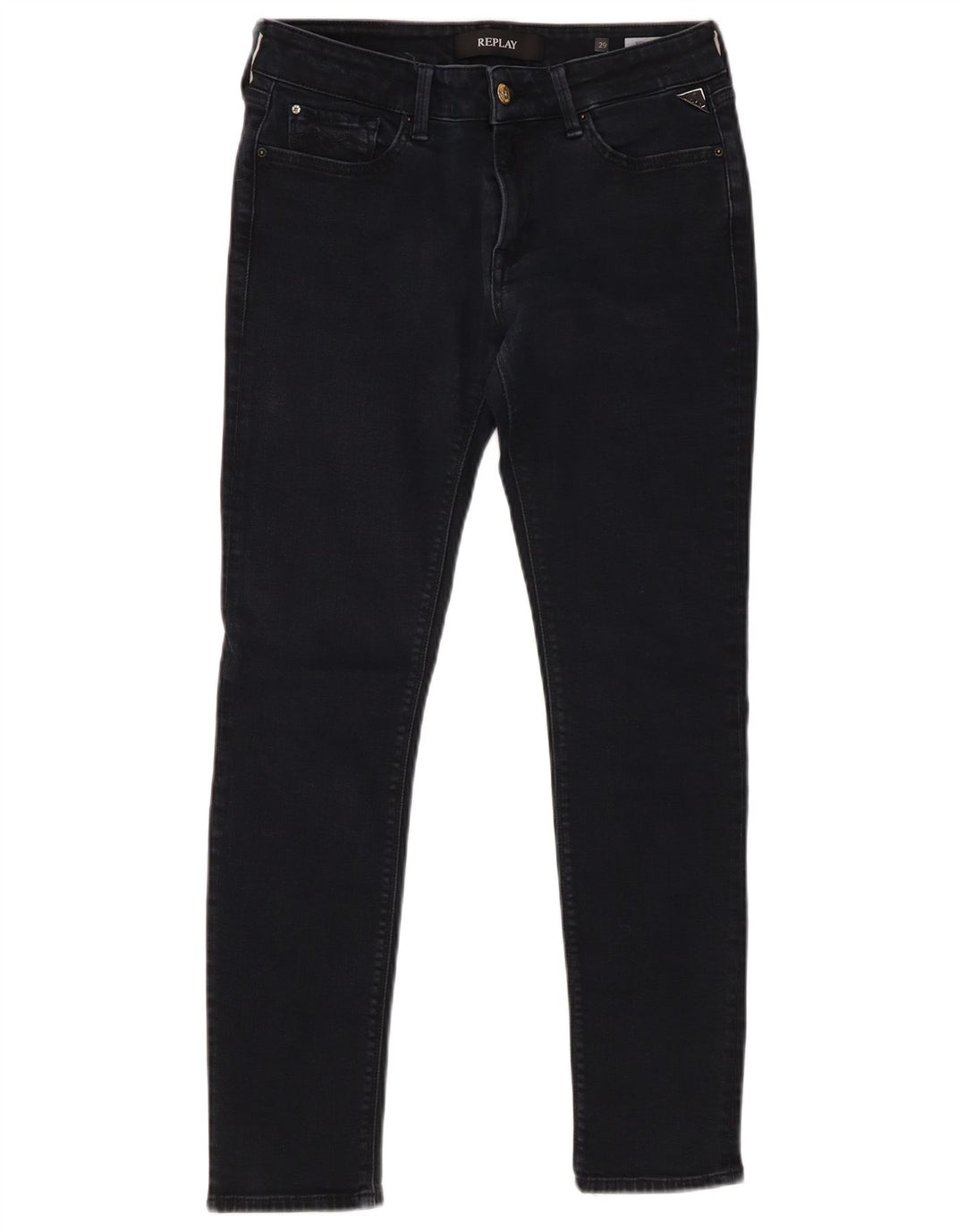 REPLAY Womens New Luz Skinny Jeans W29 L28 Black Bomuld