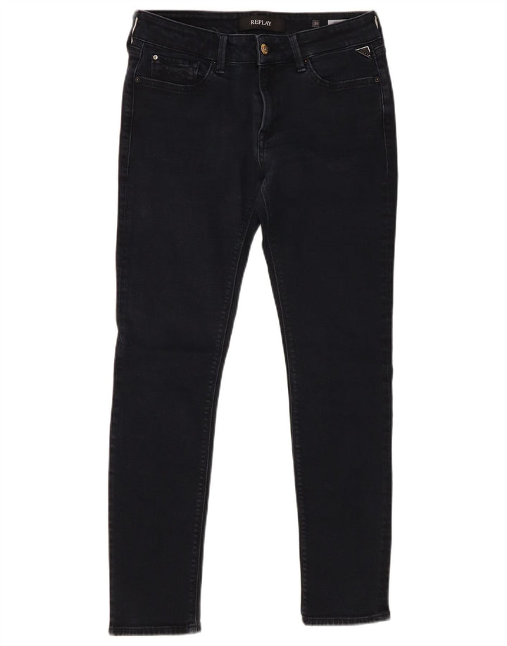 REPLAY Womens New Luz Skinny Jeans W29 L28 Black Bomuld