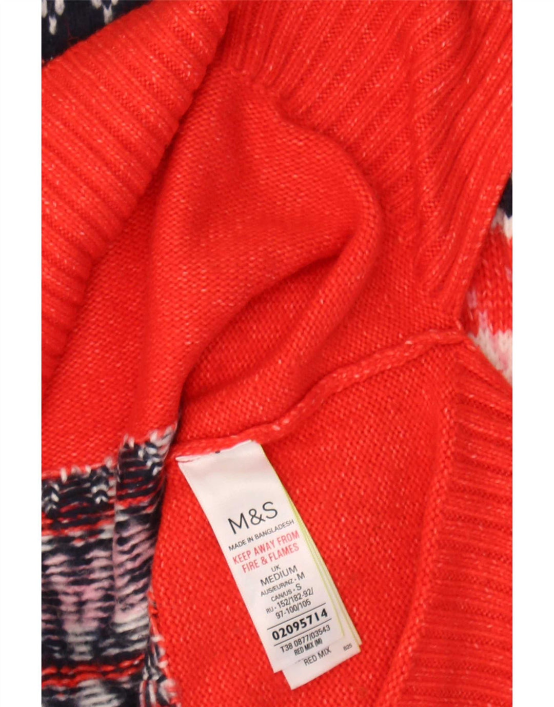 Marks & Spencer Dame Boat Neck Jumper Sweater UK 14 Medium Red Fair Isle