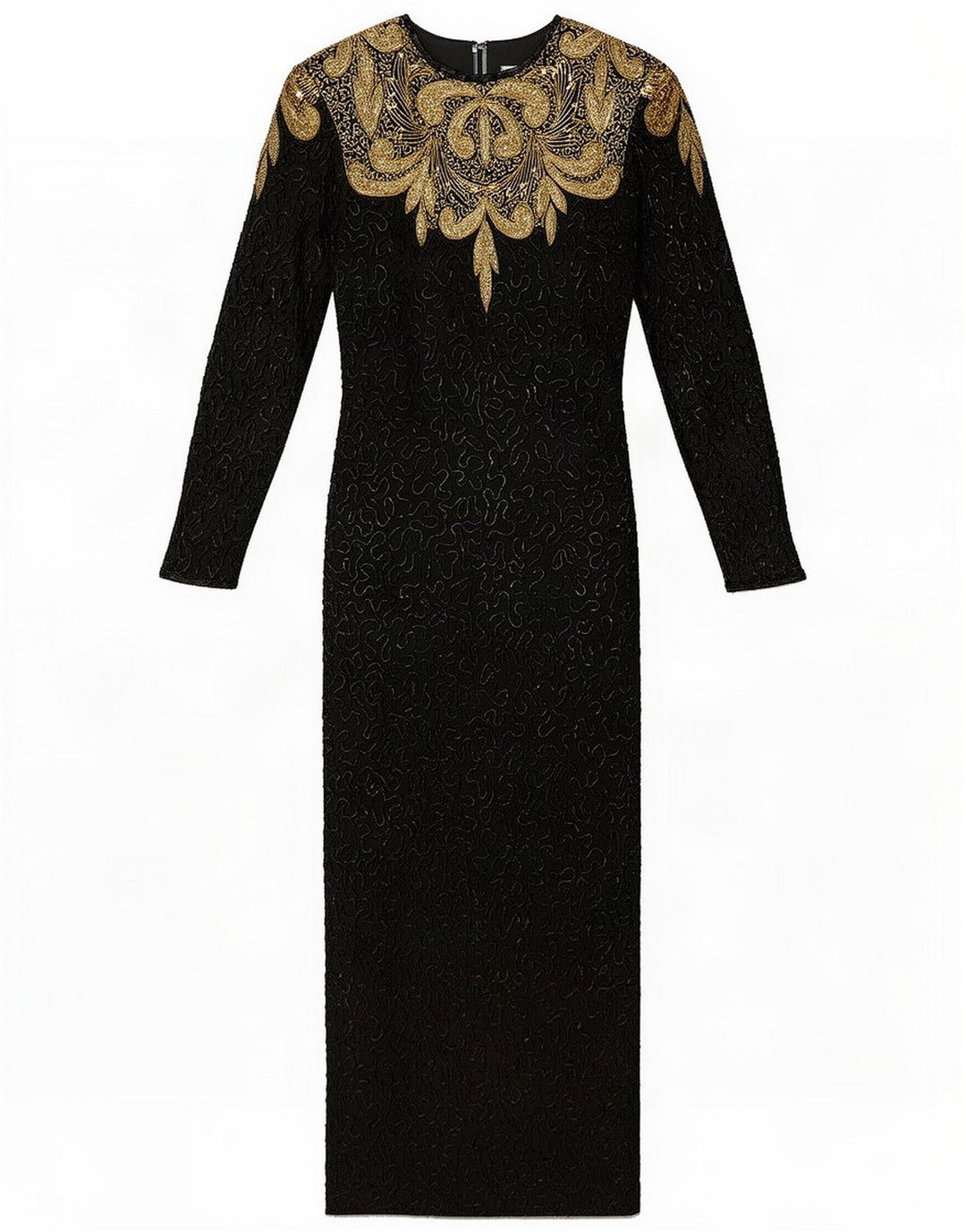 Vintage Kvinder Abstrakt Abstrakt Mønster Maxi Dress UK 10 Small Black
