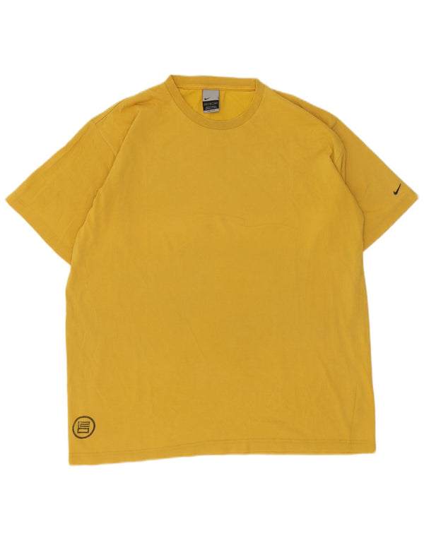 Nike Herre Dri Fit Grafisk T-Shirt Top XL Gul Bomuld