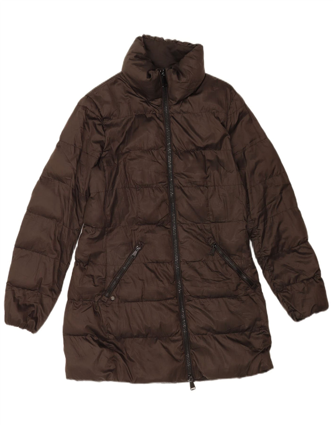 Massimo Dutti Dame Polstret Frakke UK 14 Medium Brun Polyester