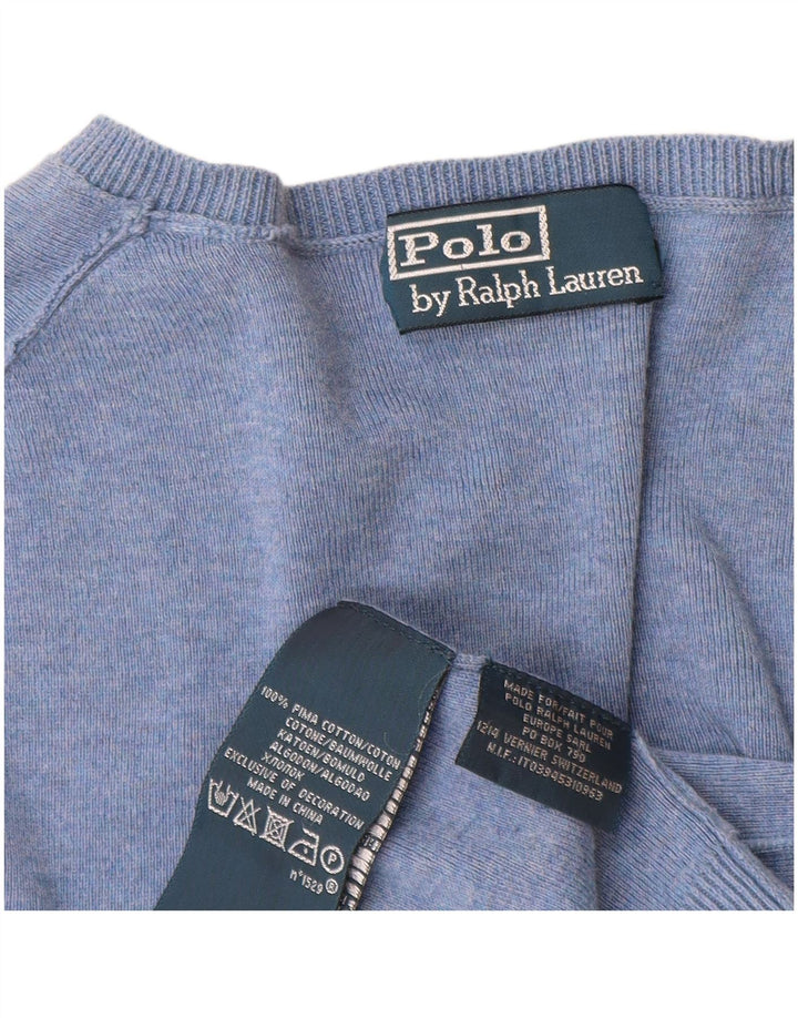 Polo Ralph Lauren Herre V-hals sweater mellemblå bomuld