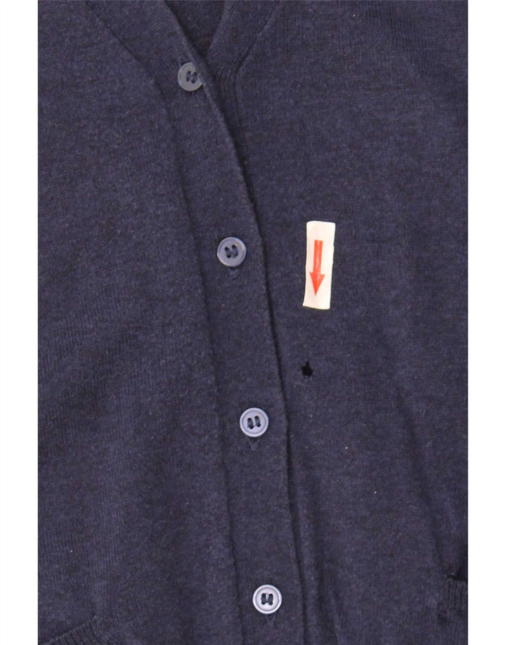 Zara Dame Cardigan Sweater UK 12 Medium Navyblå Bomuld