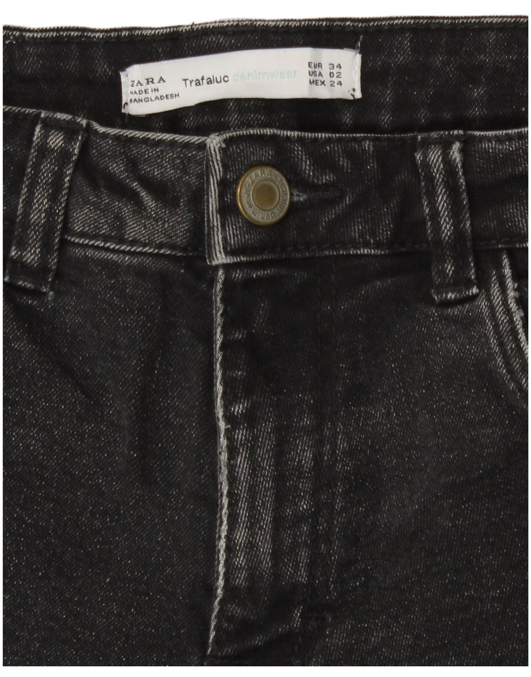 Zara Dame Denim Shorts EU 34 2XS W24 Sort