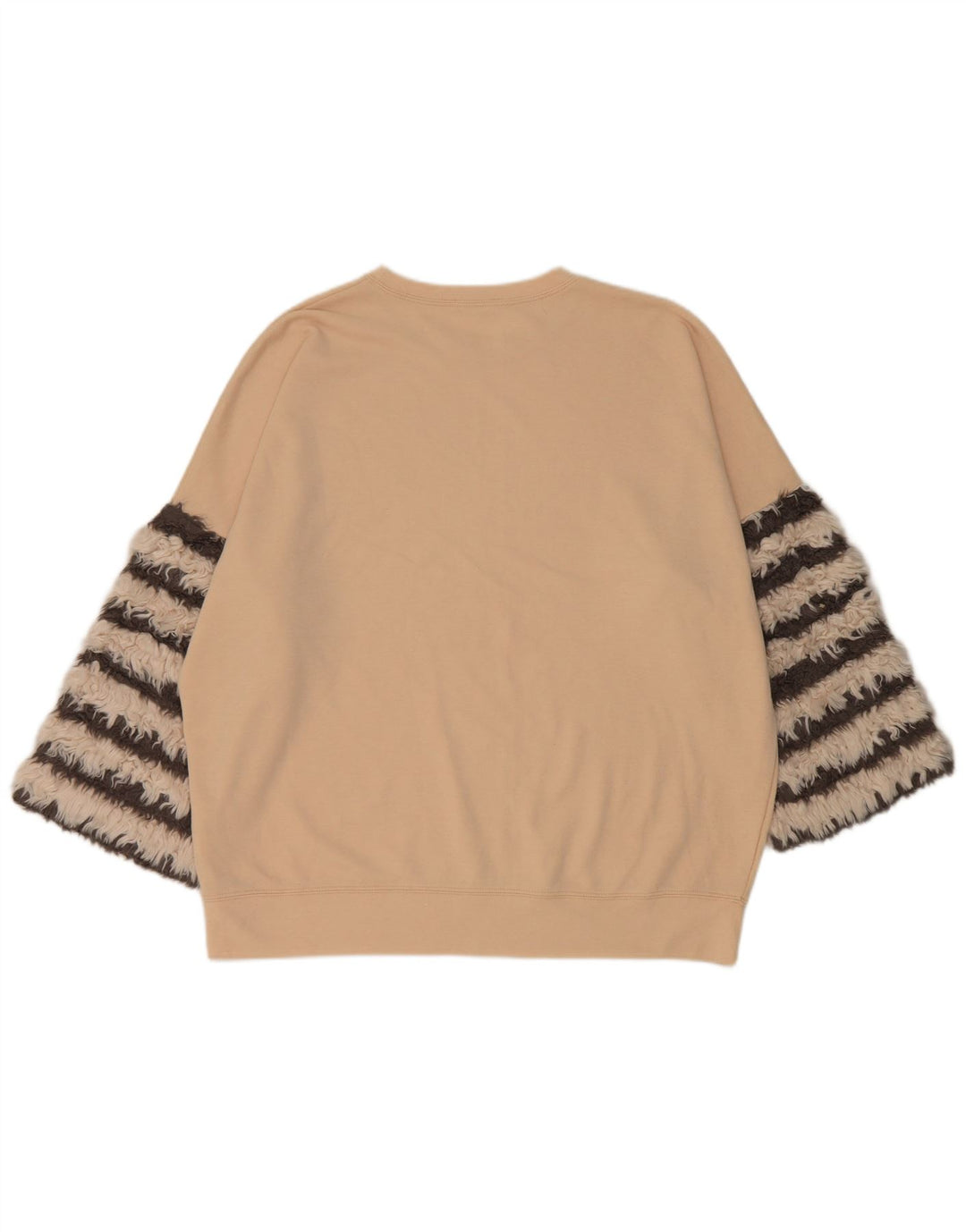 Zara Dame 3/4 ærmet oversize sweatshirt trøje UK 14 Medium Beige