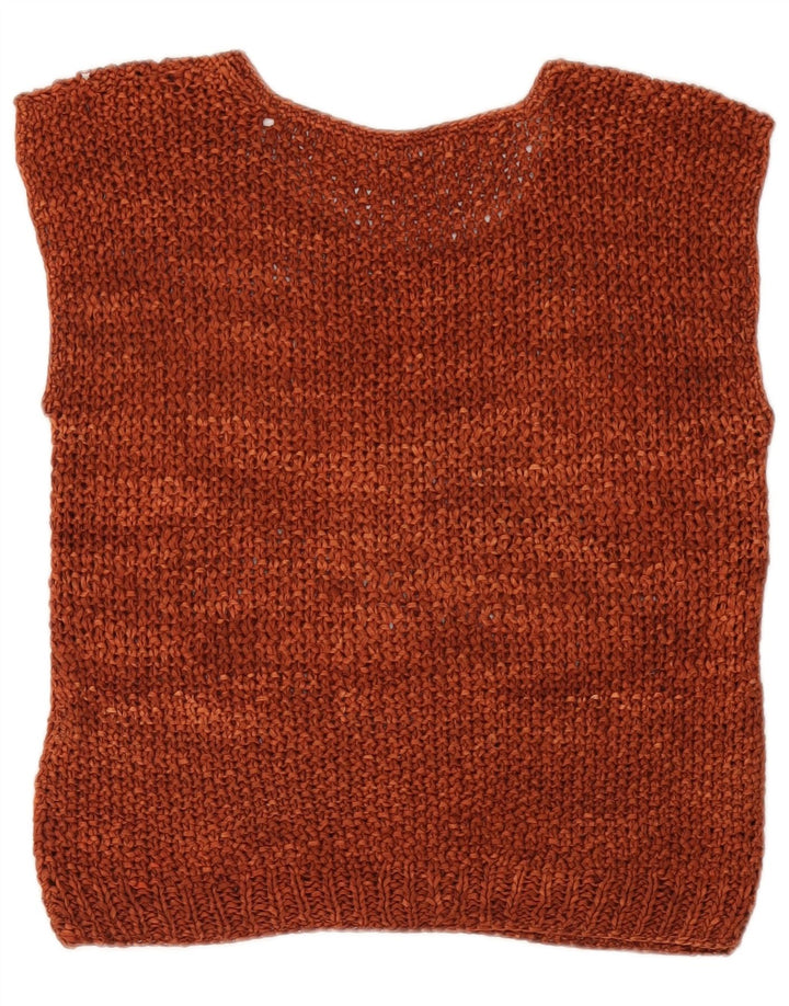 Vintage hæklet vest tanktop til kvinder UK 12 medium brun