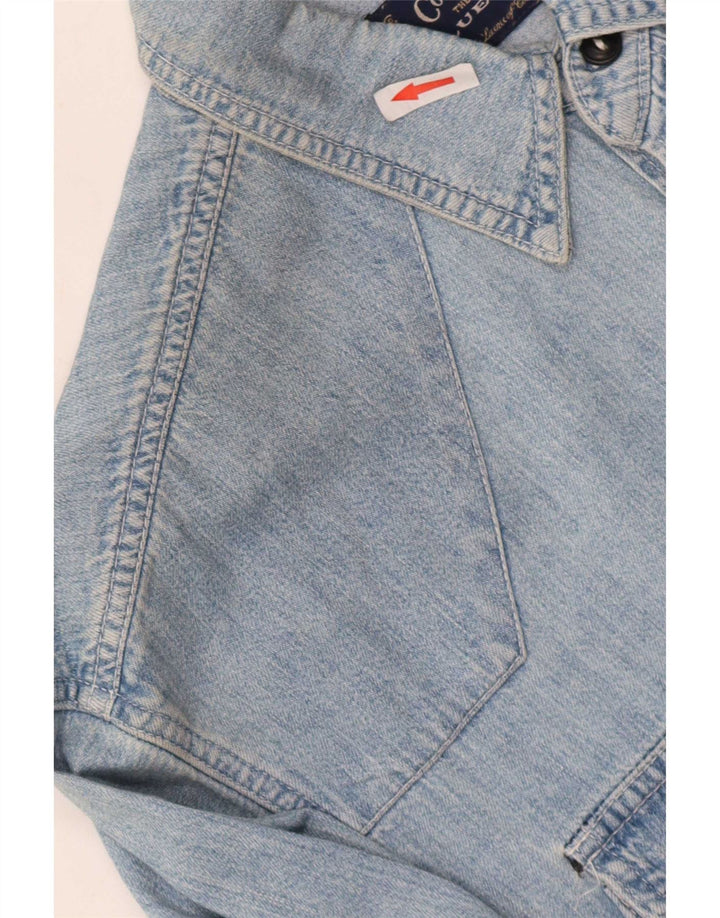 Bomuldsbælte vestlig denimskjorte til mænd Large Blue