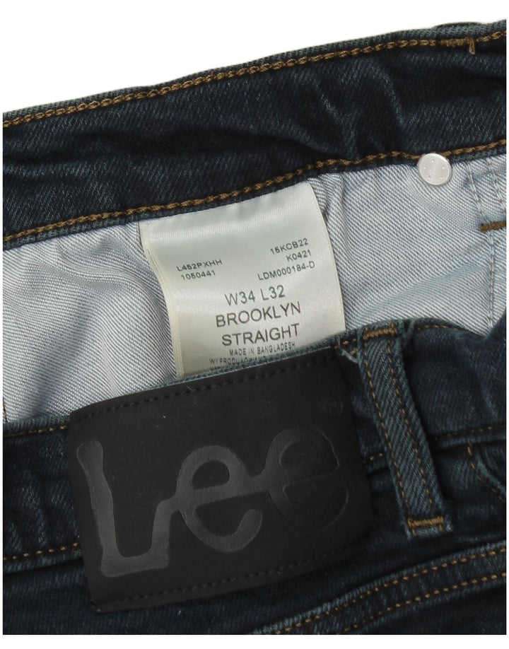 LEE Herre Brooklyn Straight Jeans W34 L32 Blå Bomuld