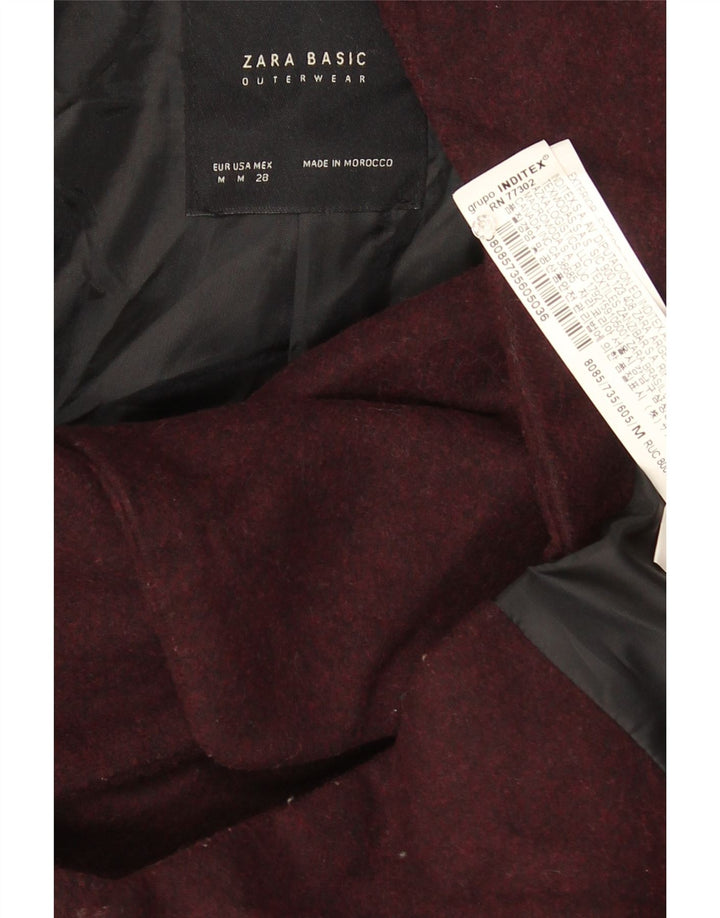 Zara Dame Hooded Bomber Jacket UK 14 Medium Burgundy Akryl