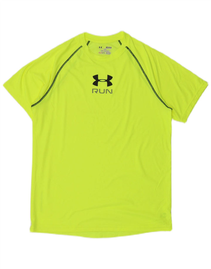 UNDER ARMOUR Herre Heat Gear Grafisk T-Shirt Top Medium Grøn Polyester