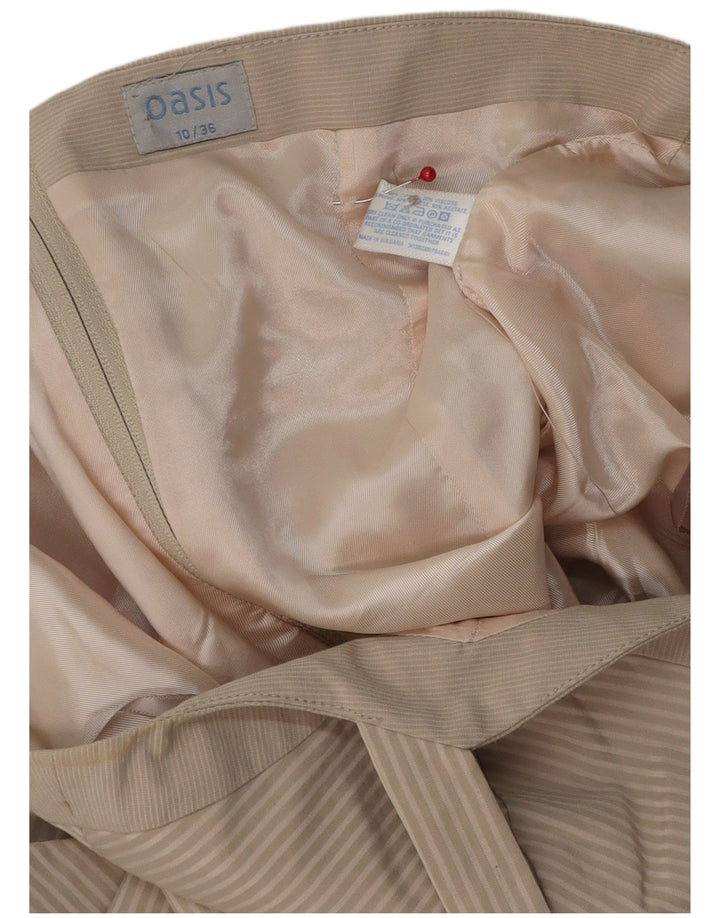 Oasis Womens Crop Halter Top UK 10 Small Beige Stribet Bomuld