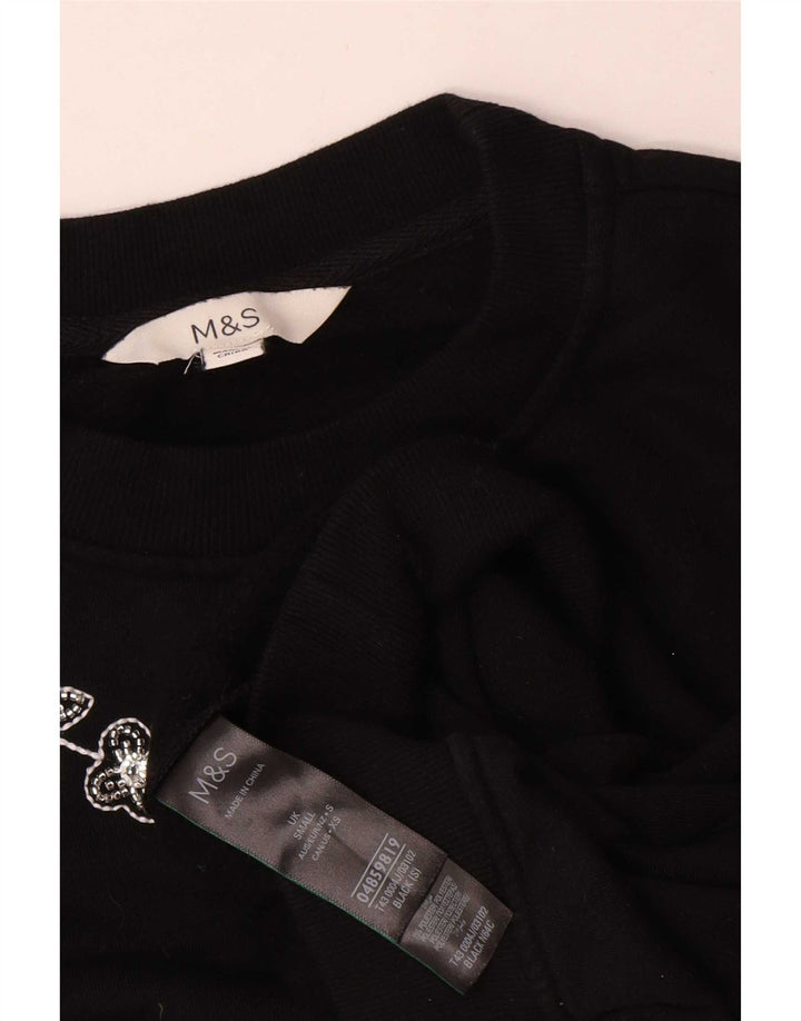 Marks & Spencer Dame Oversized Sweatshirt Jumper UK 10 Small Black Floral