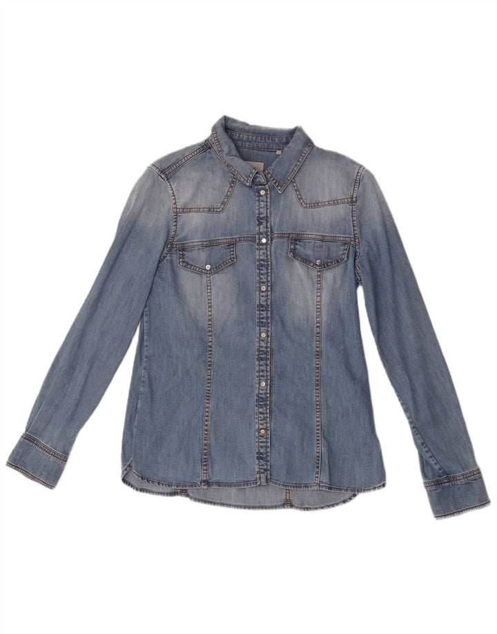 Marella Dame Denim Shirt UK 10 Small Blue Cotton