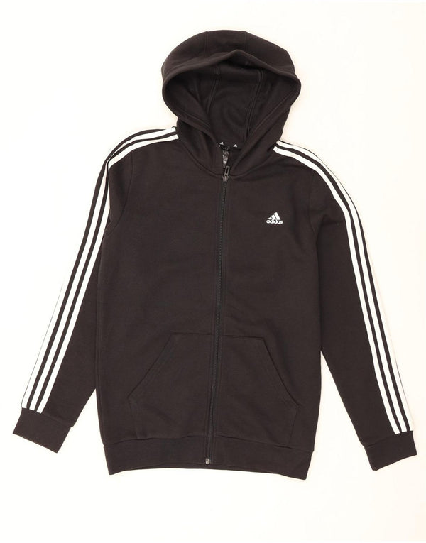Adidas hættetrøje med lynlås til drenge 15-16 år Sort bomuld