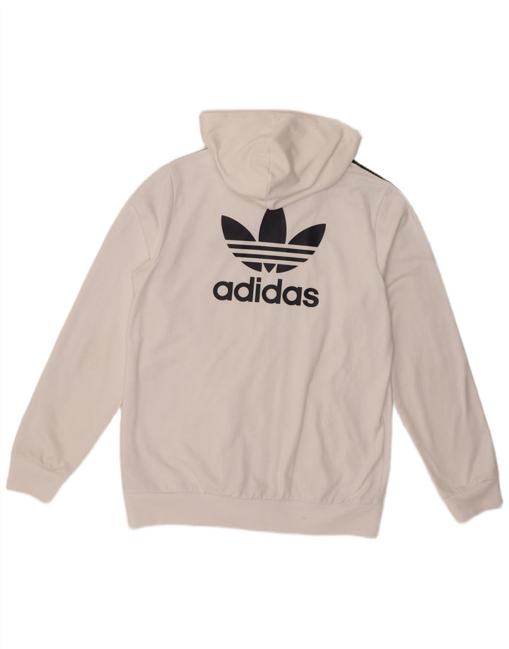 Adidas drenge grafisk hættetrøje med lynlås 15-16 år Hvid polyester