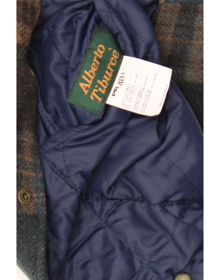 Vintage herrevest IT 48 Medium Flerfarvet ternet uld