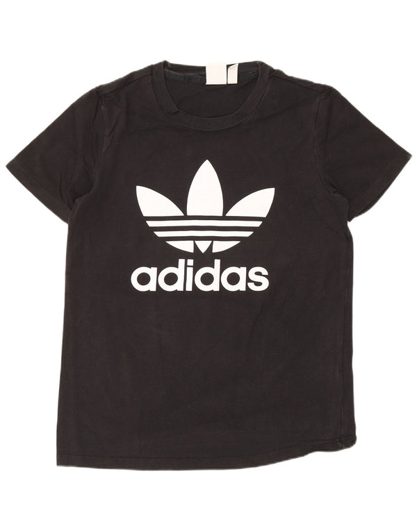 Adidas Dame Grafisk T-Shirt Top UK 10 Small Black Bomuld