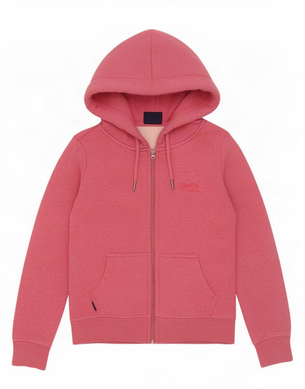 Superdry hættetrøje til kvinder med lynlås UK 8 Small Pink Bomuld