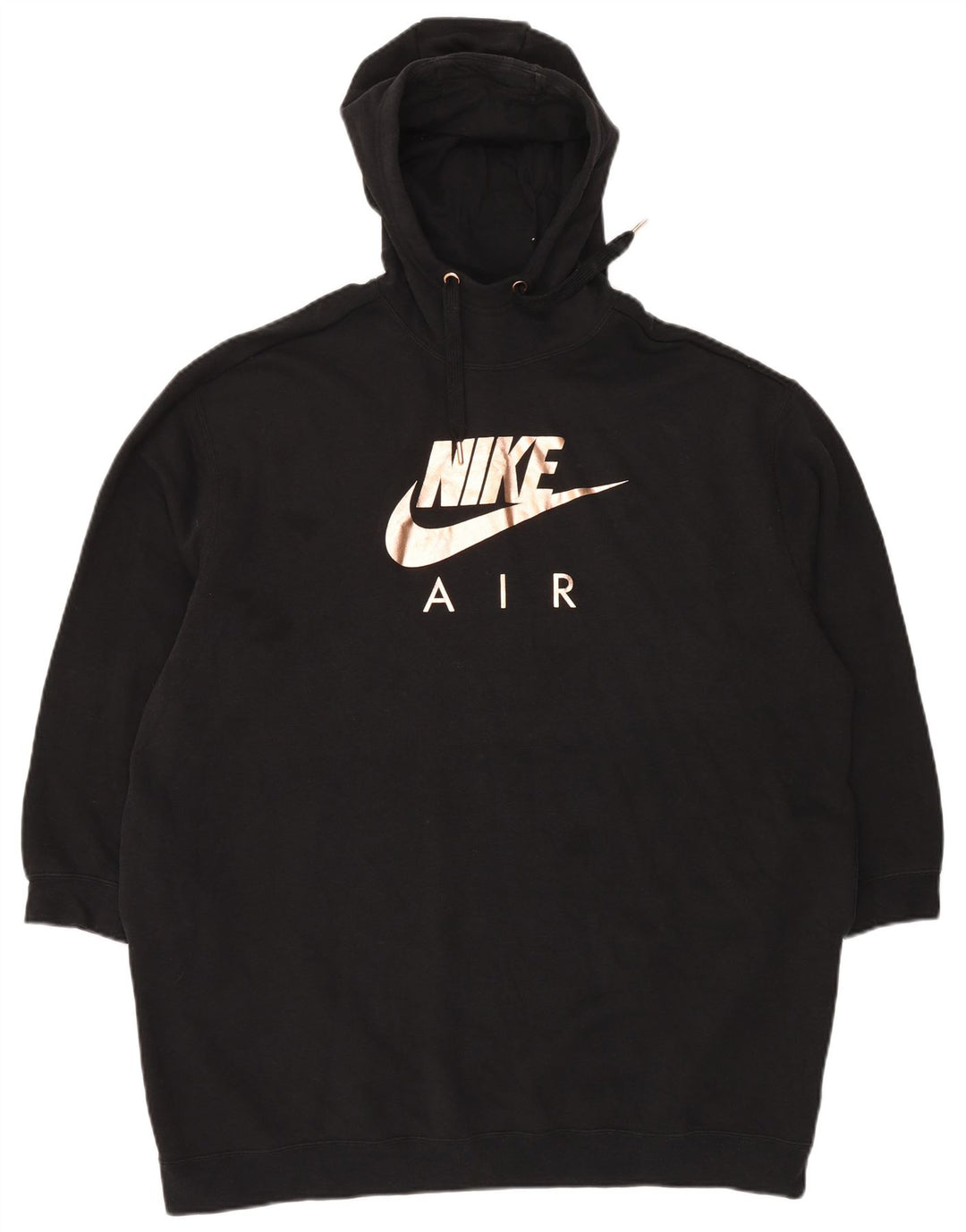 NIKE Oversized Longline grafisk hættetrøje til kvinder UK 16 Large Black