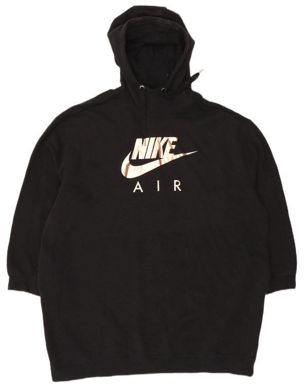 NIKE Oversized Longline grafisk hættetrøje til kvinder UK 16 Large Black