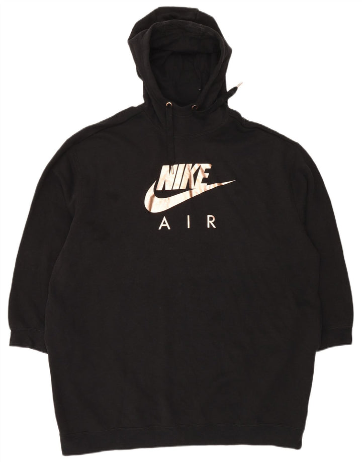 NIKE Oversized Longline grafisk hættetrøje til kvinder UK 16 Large Black