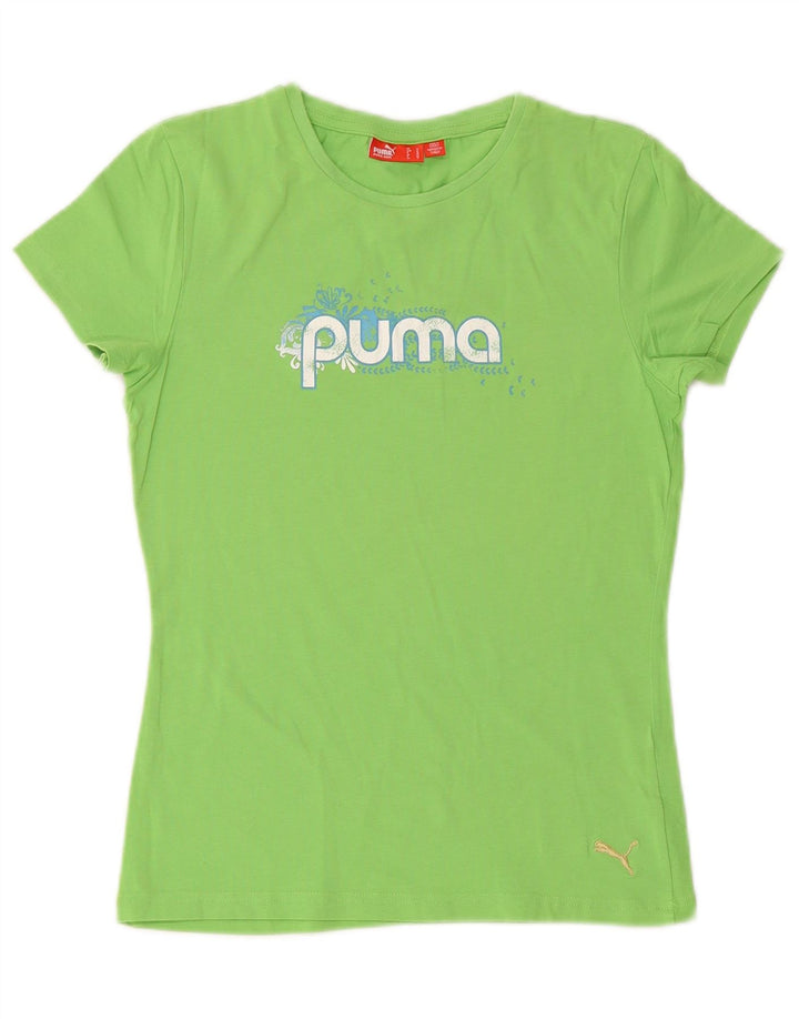 PUMA Grafisk T-shirt top til kvinder UK 12 Mellemgrøn bomuld