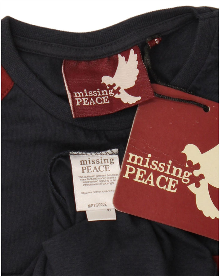 MISSING PEACE Herre grafisk T-shirt Top Lille marineblå Colourblock Bomuld