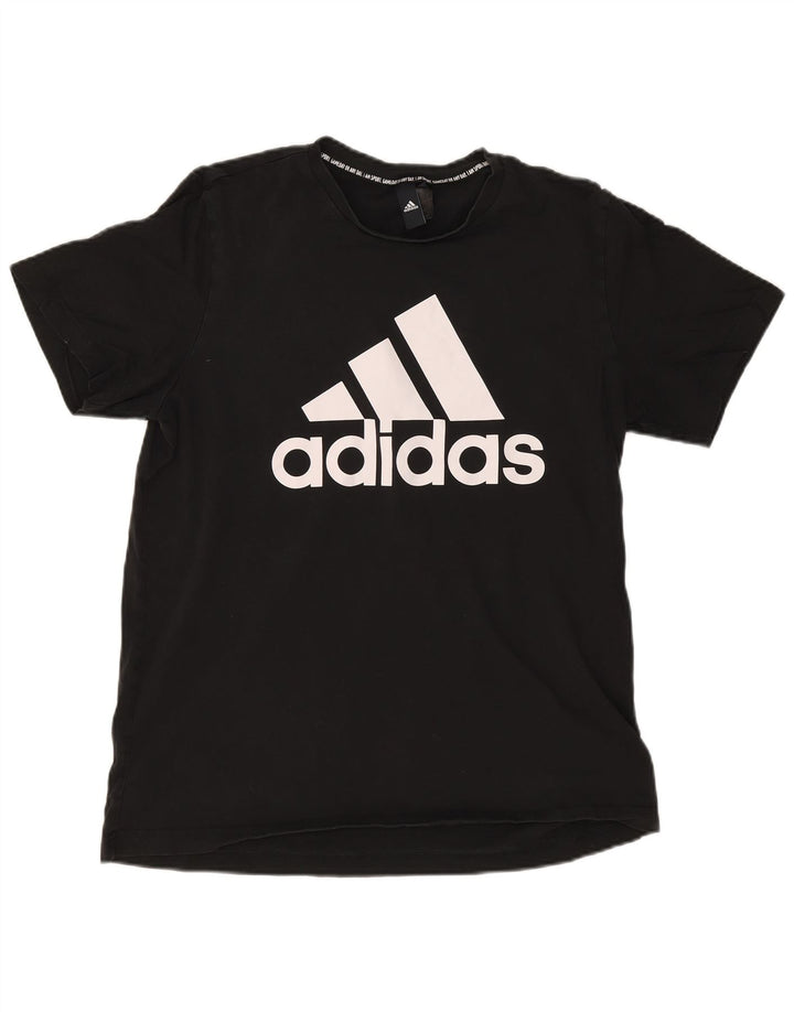 Adidas Grafisk T-shirt top til mænd, stor sort bomuld