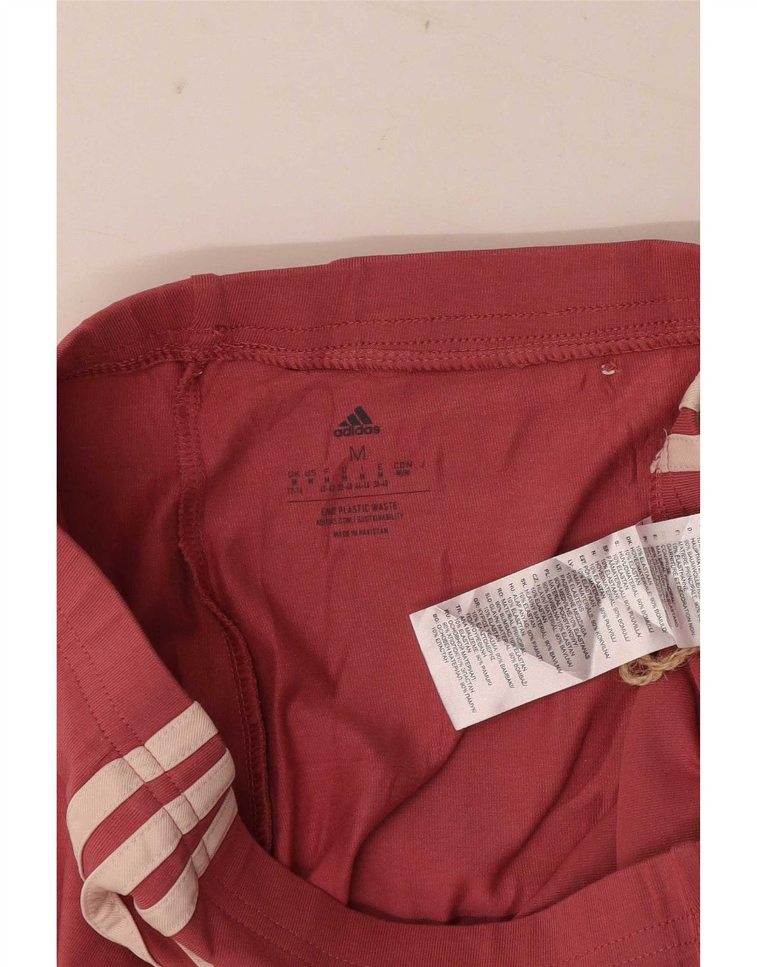 Adidas Dame Leggings UK 12/14 Medium Rød Colourblock Bomuld