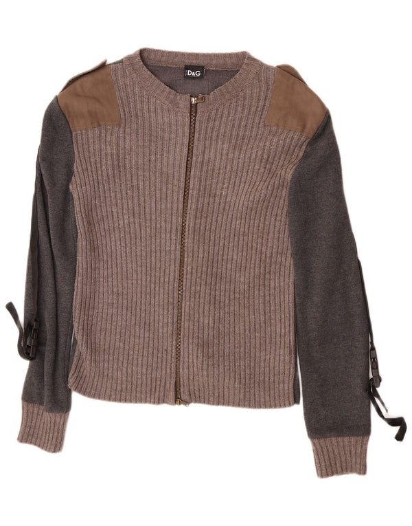 Dolce & Gabbana Herre Cardigan Sweater UK 10 Small Grey Colourblock Bomuld